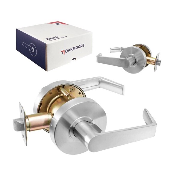 OAKMOORE Heavy Duty Commercial Passage Door Lever, Grade 2, Satin Nickel Finish - Picture 1 of 9